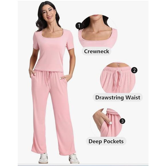 Lounge Set 2 Piece Yoga Wide Leg Pants Tracksuit Set SIZE 2XL - Picture 5 of 6